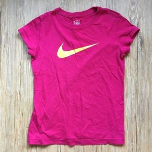 Nike Magenta Tee Shirt w/ Yellow Swoosh